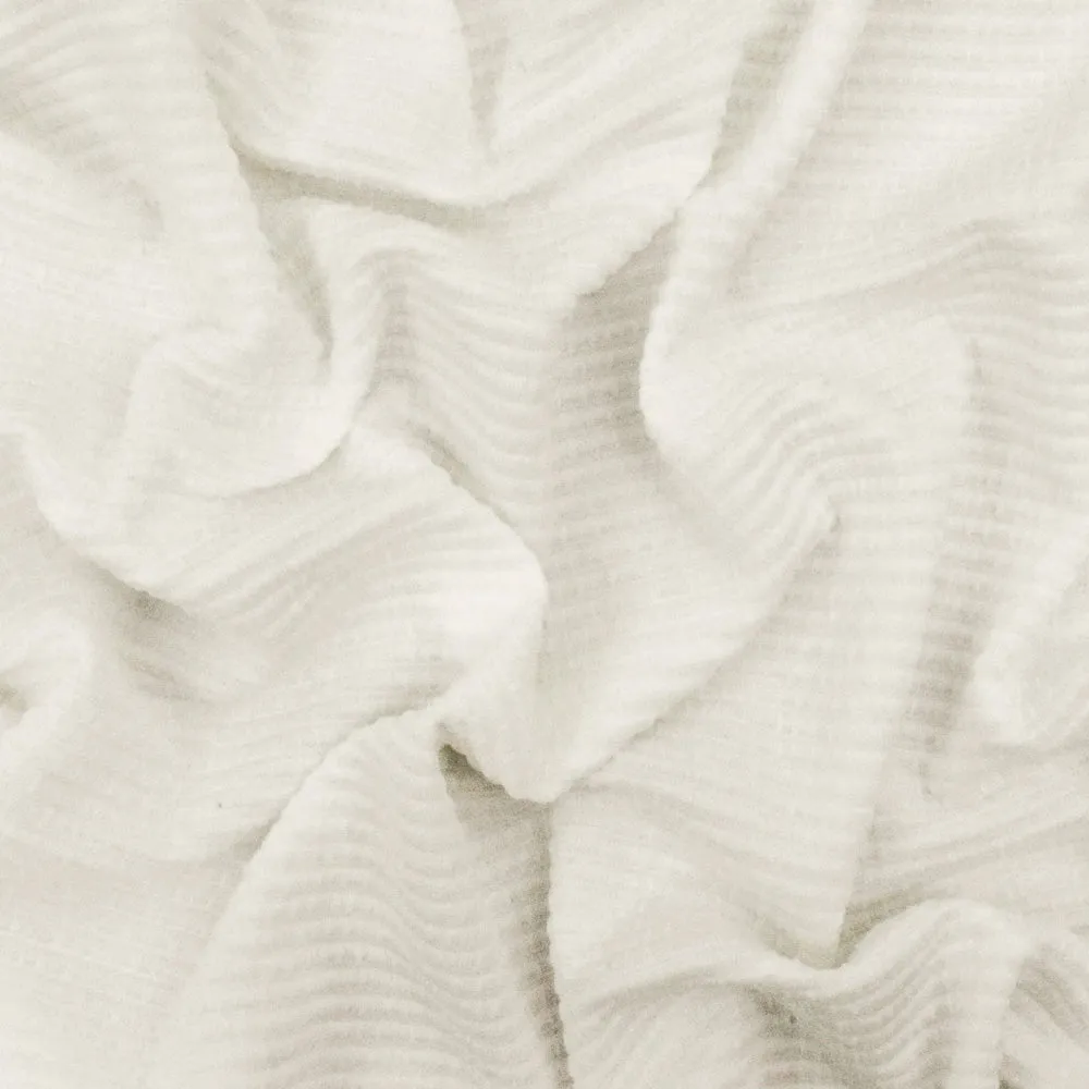 Air Ivory Striped Texture Stretch Polyester Double Knit Fabric
