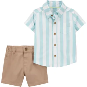 Baby Boys' 2-Piece Button-Front Shirt and Chino Shorts Set 1Q553310