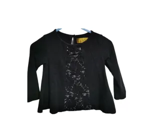 BABY GIRL SIZE 12 MONTHS - NICOLE MILLER, Long-sleeve Black Lace Dress Top VGUC B32