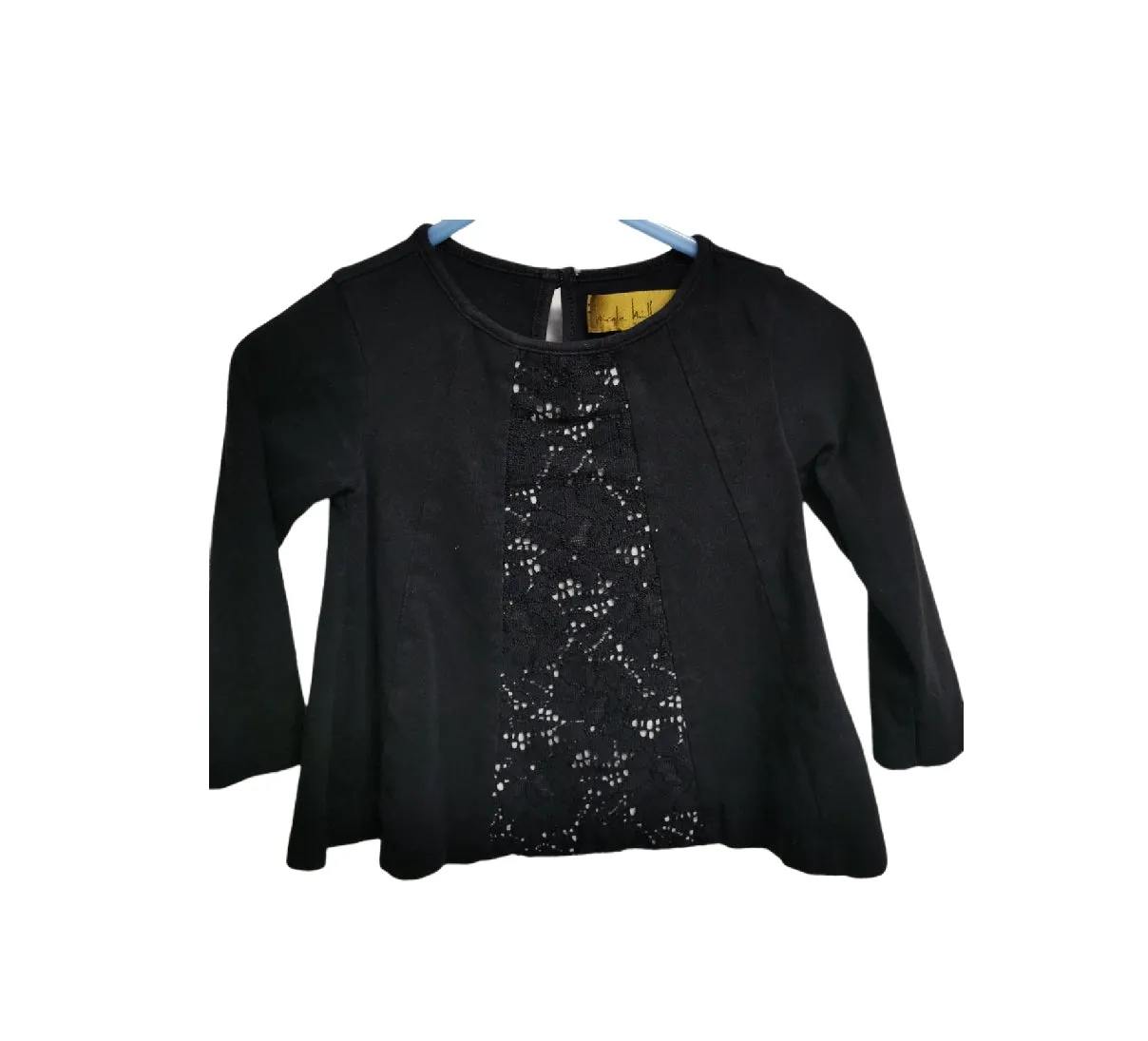 BABY GIRL SIZE 12 MONTHS - NICOLE MILLER, Long-sleeve Black Lace Dress Top VGUC B32