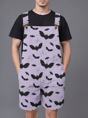 Bat Pattern Unisex Overall Shorts