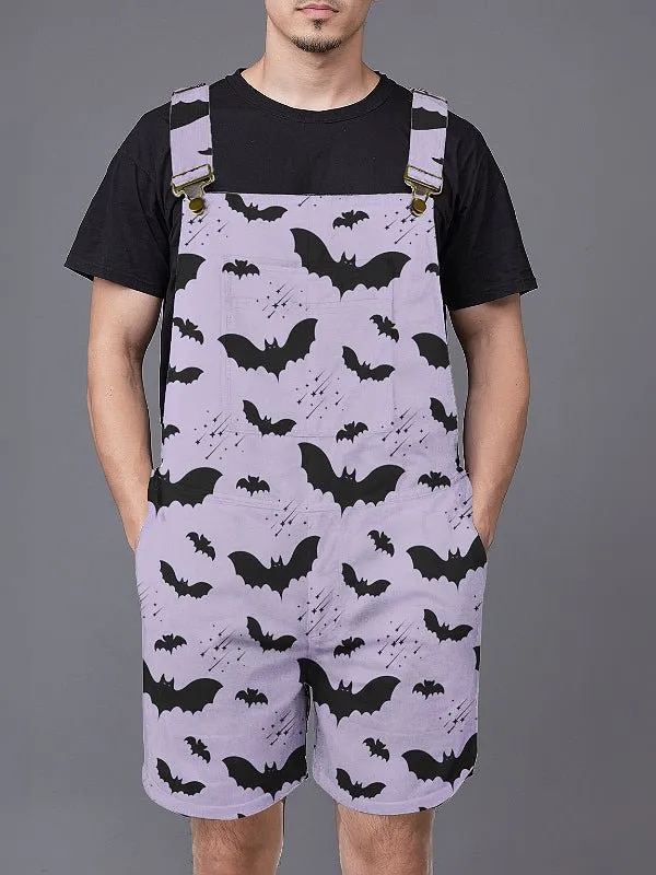 Bat Pattern Unisex Overall Shorts
