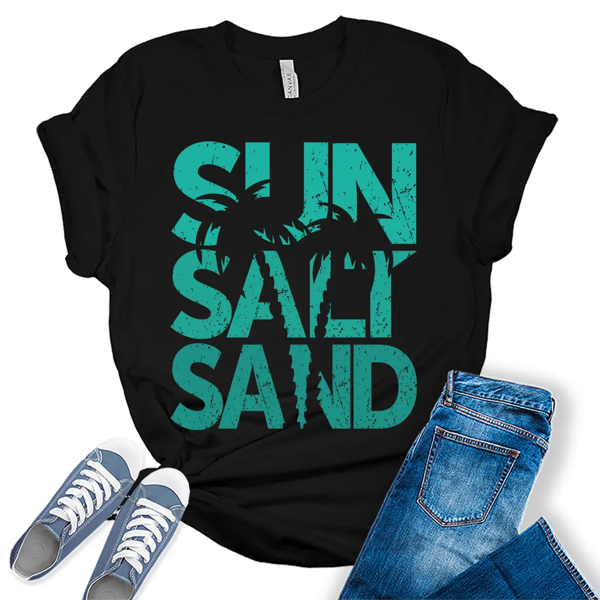 Beach Shirts for Womenun Salt  T Shirt Letter Print Graphic Tees Trendy Summer Tops