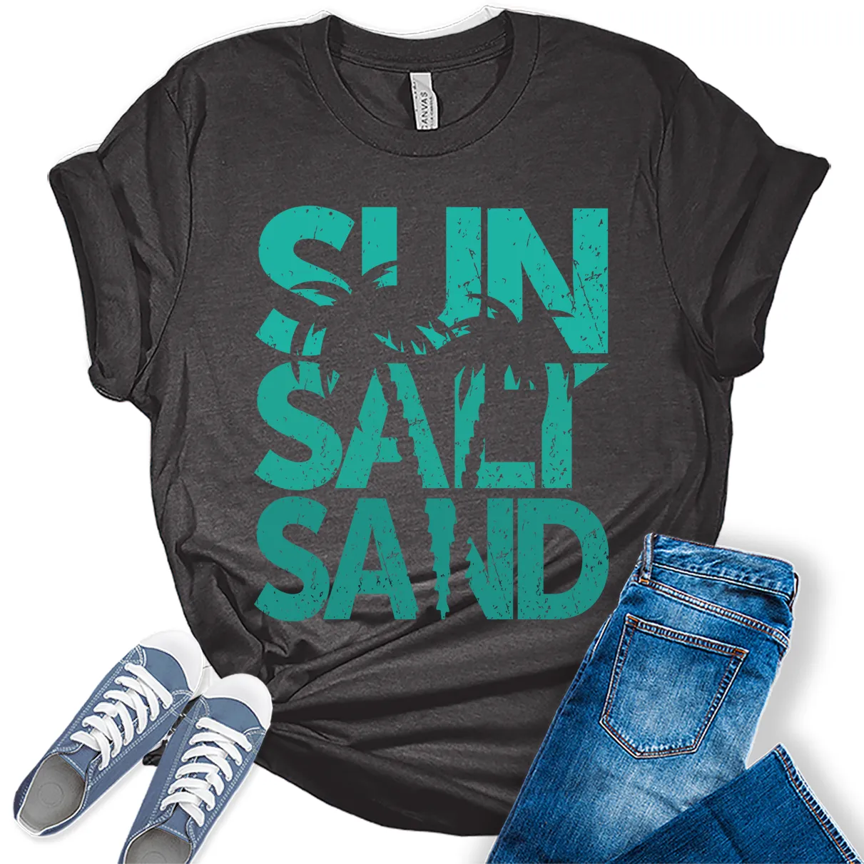 Beach Shirts for Womenun Salt  T Shirt Letter Print Graphic Tees Trendy Summer Tops