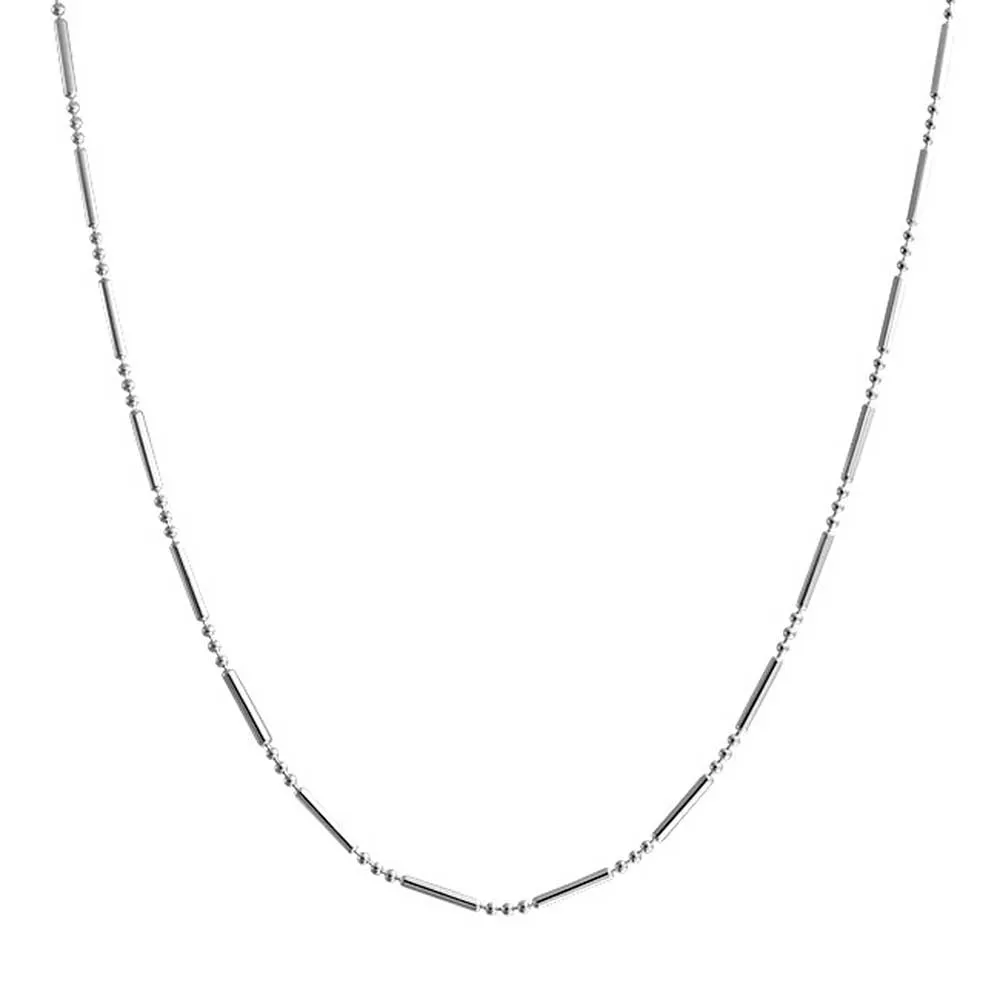 Bead Bar Ball 1.5MM Sterling Silver Chain Necklace for MenNickel-Free Italy Made