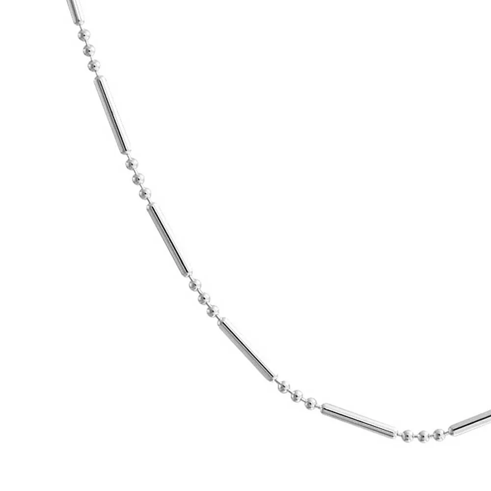 Bead Bar Ball 1.5MM Sterling Silver Chain Necklace for MenNickel-Free Italy Made