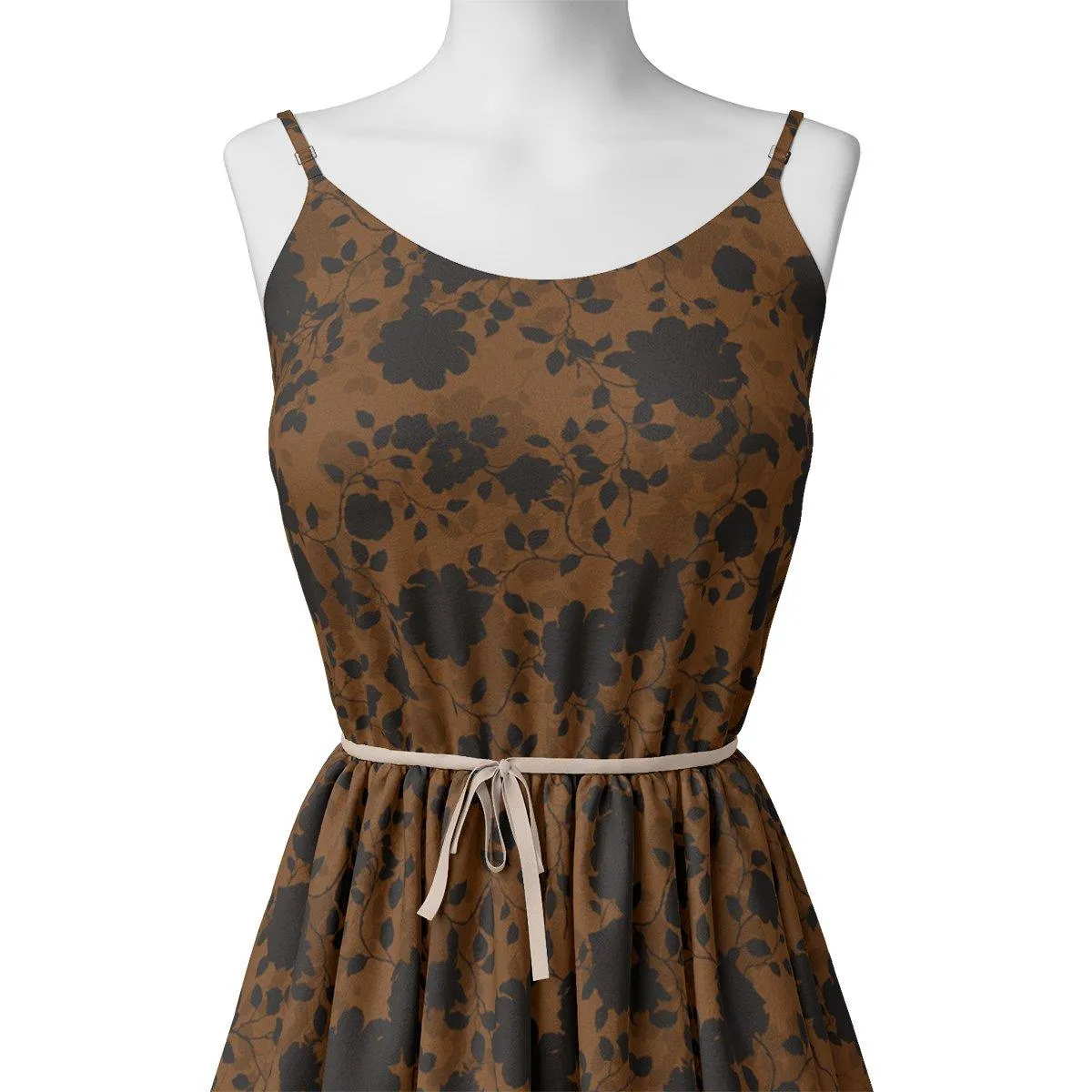 Black And Rustic Look Flower Digital Printed Fabric - Crepe