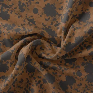 Black And Rustic Look Flower Digital Printed Fabric - Crepe