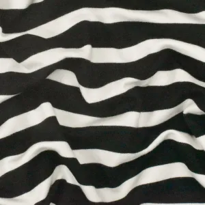 Black-Ivory Stripe Stretch Spandex Rayon Modal Jersey Knit Fabric