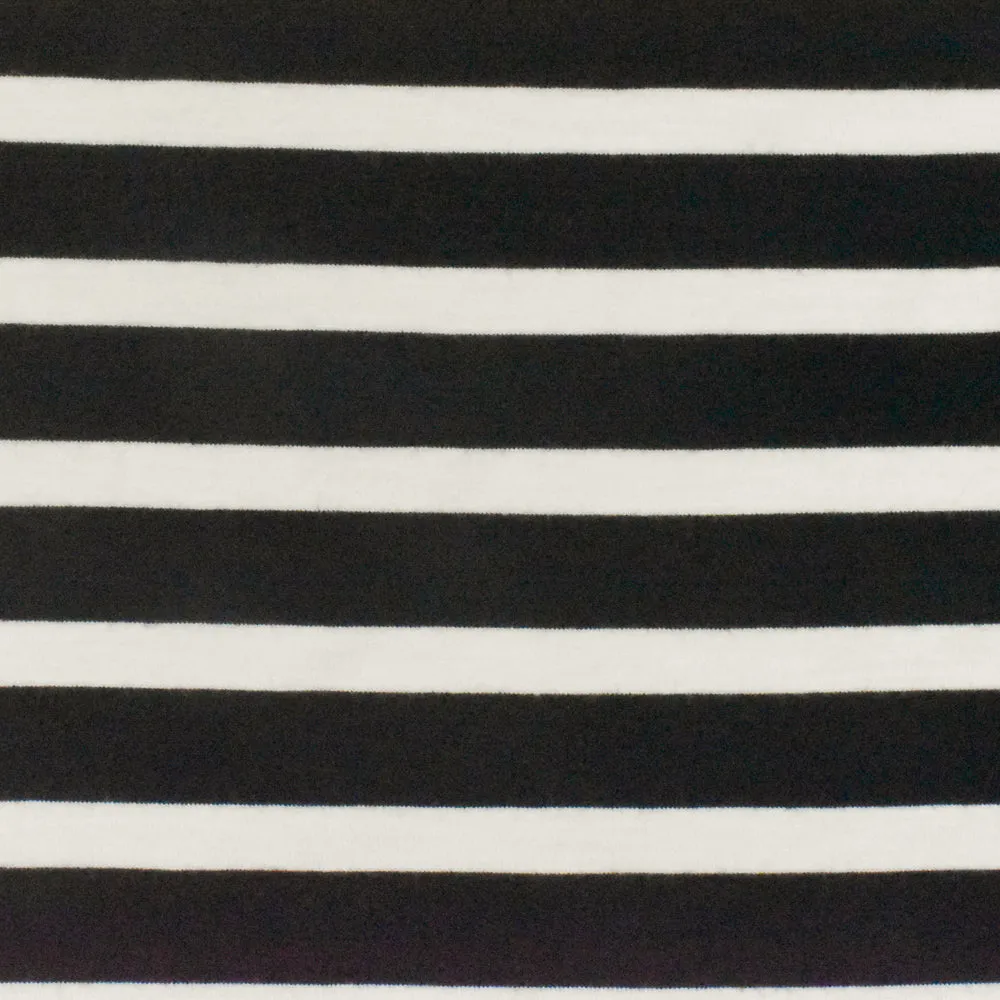 Black-Ivory Stripe Stretch Spandex Rayon Modal Jersey Knit Fabric