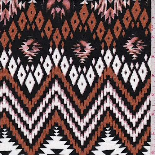Black/Bronze/White Southwest Twill Challis Fabric