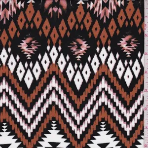 Black/Bronze/White Southwest Twill Challis Fabric
