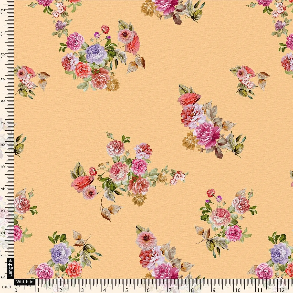 Bloom Pink Forest Flower Digital Printed Fabric - Crepe