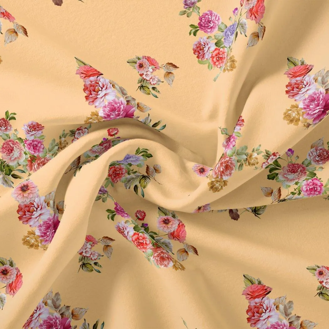 Bloom Pink Forest Flower Digital Printed Fabric - Crepe