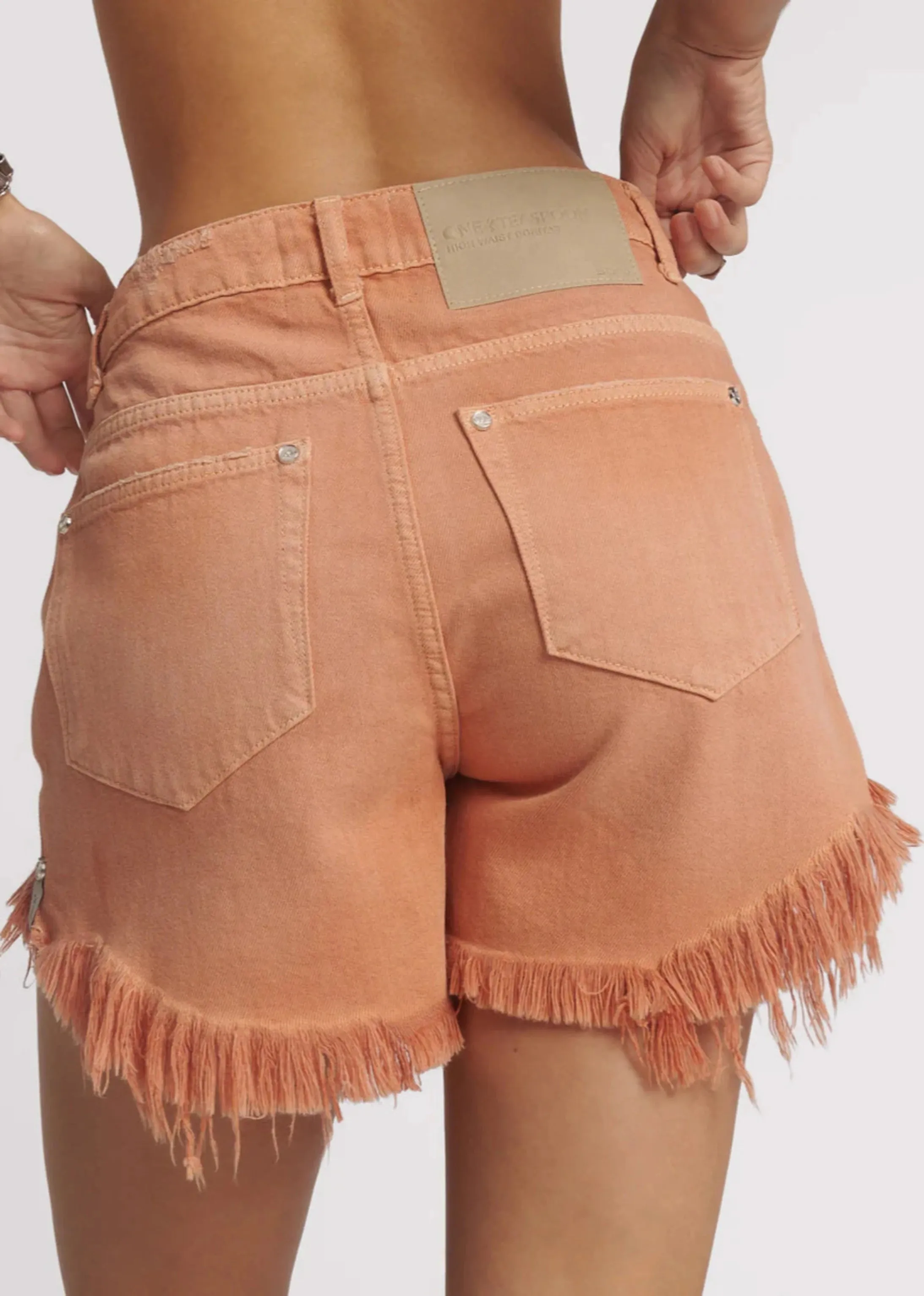 Bonitas High Waisted Denim Shorts - Malta Orange