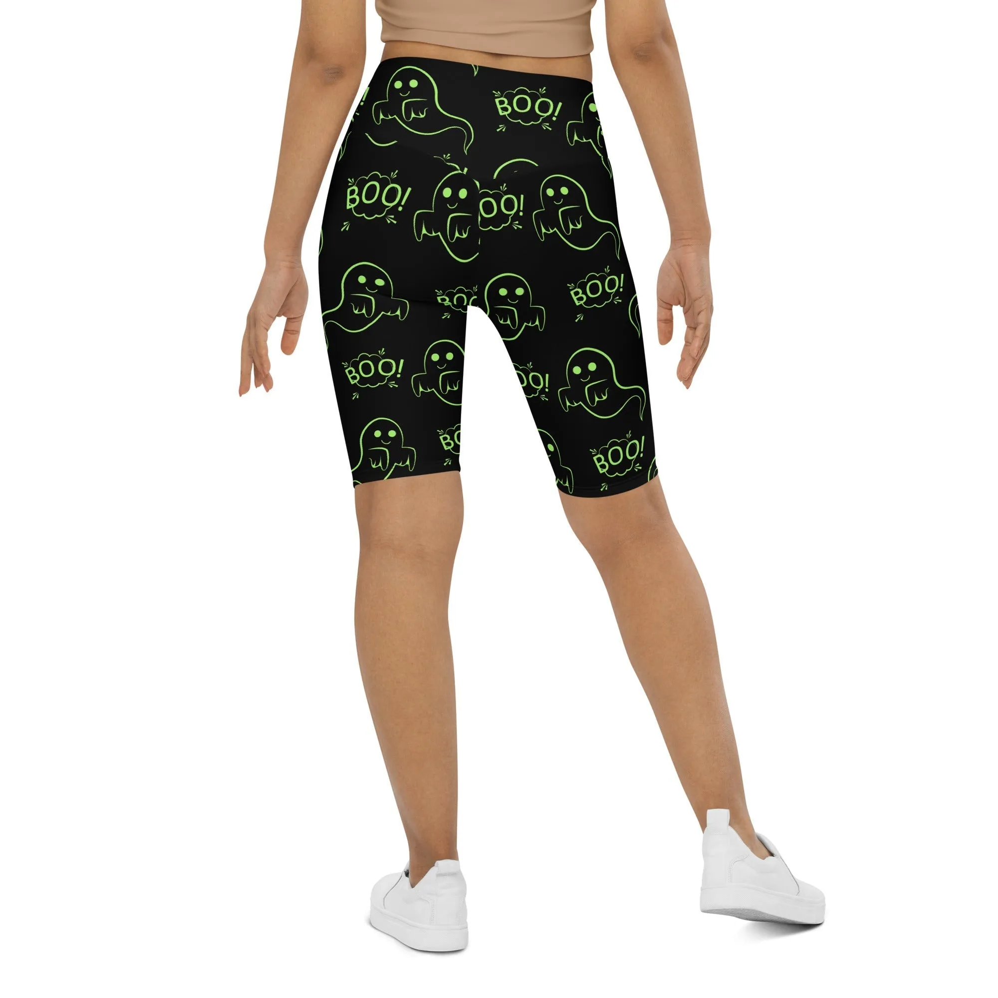 Boo Halloween Ghost Biker Shorts