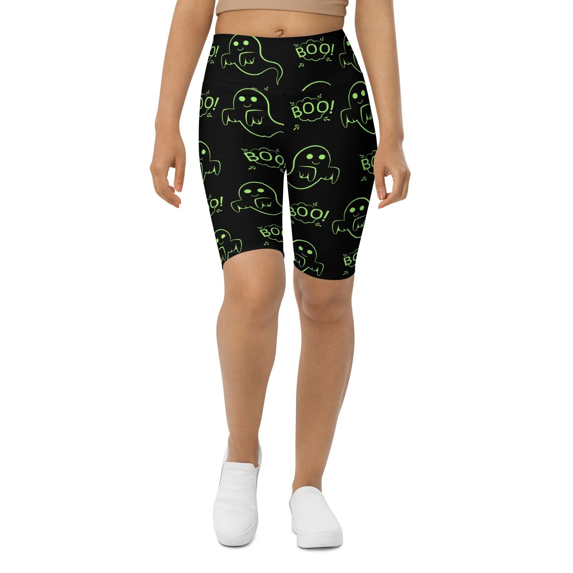 Boo Halloween Ghost Biker Shorts