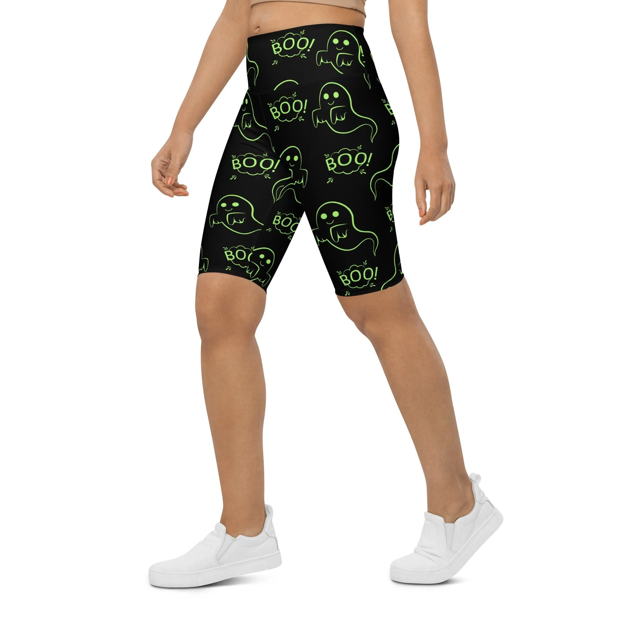Boo Halloween Ghost Biker Shorts
