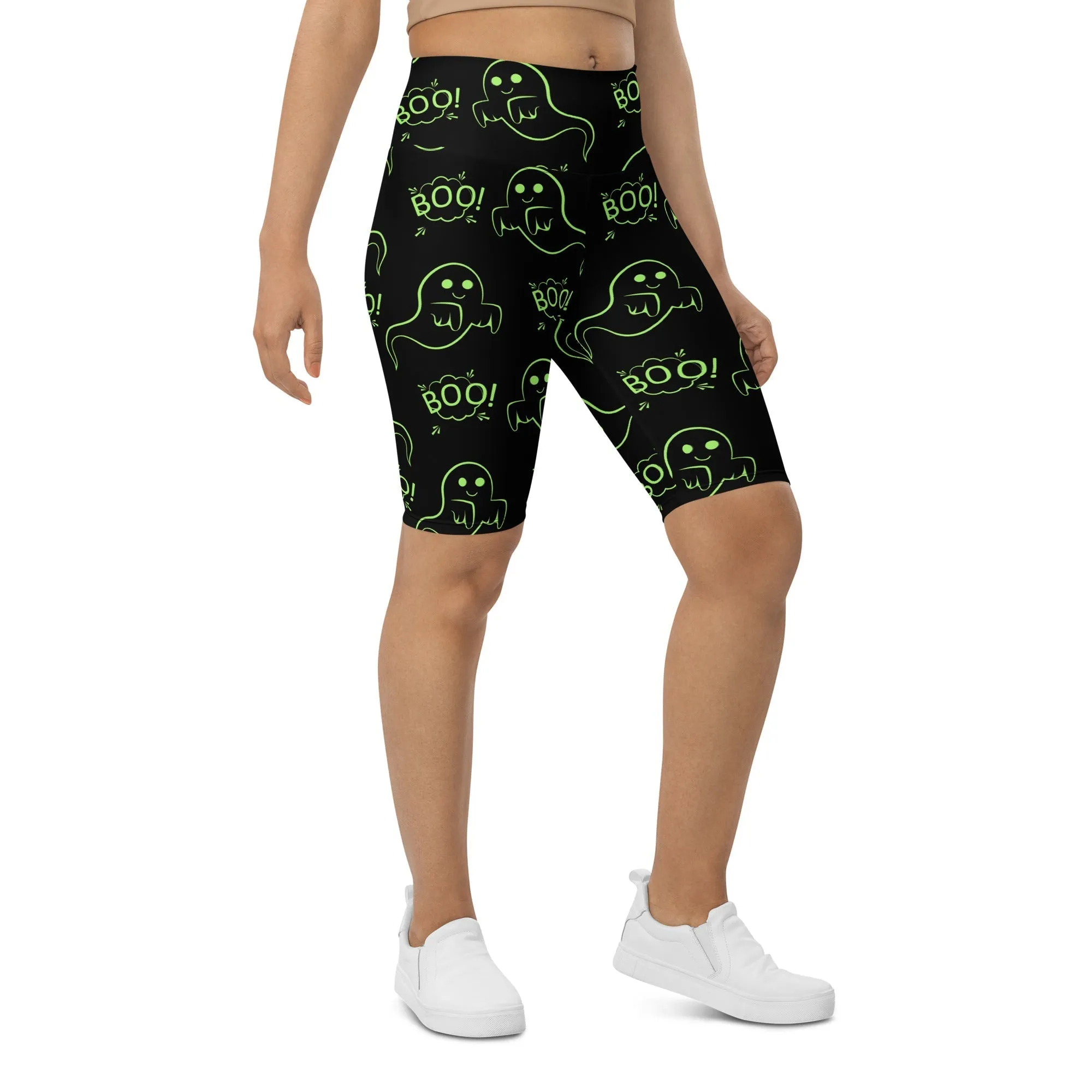 Boo Halloween Ghost Biker Shorts