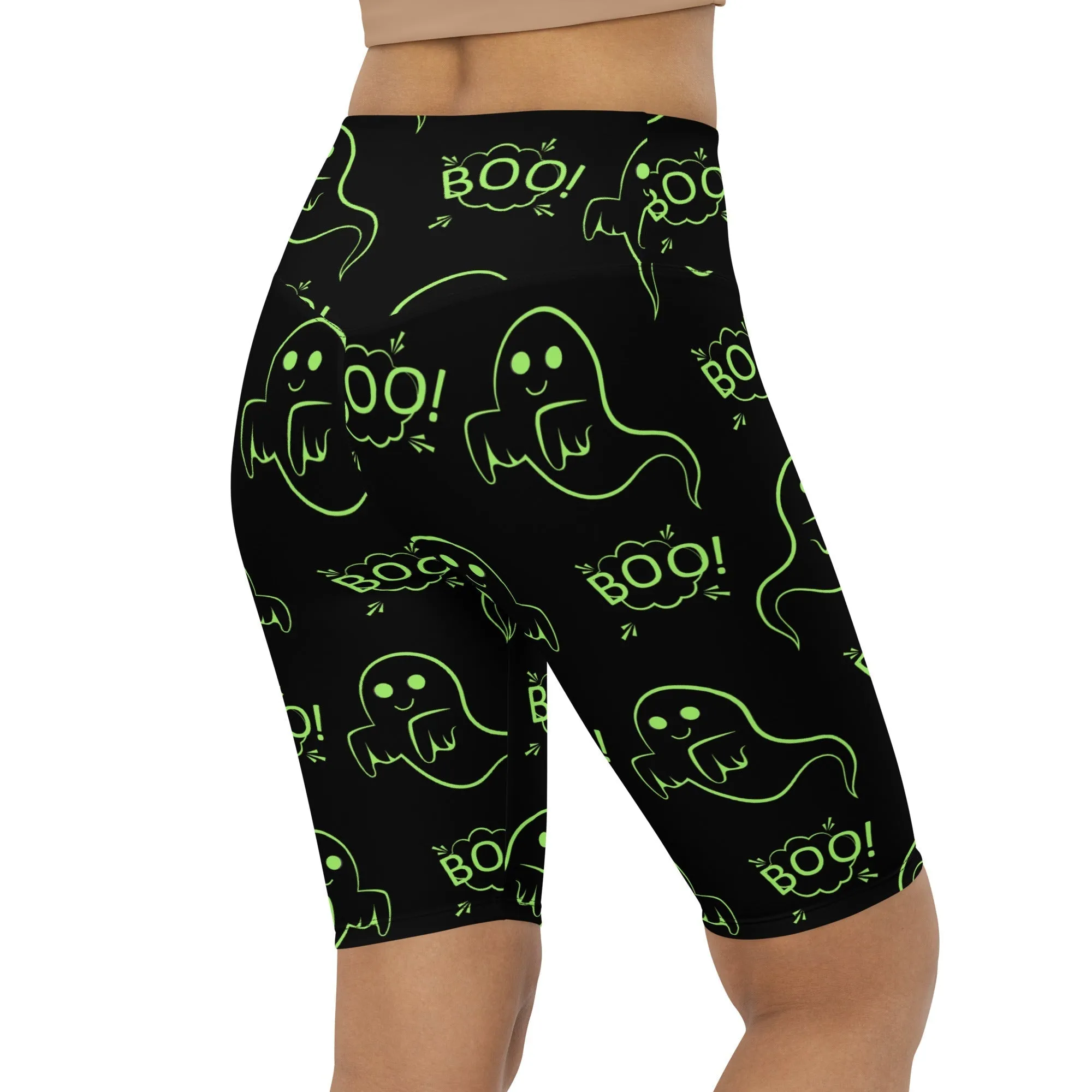 Boo Halloween Ghost Biker Shorts