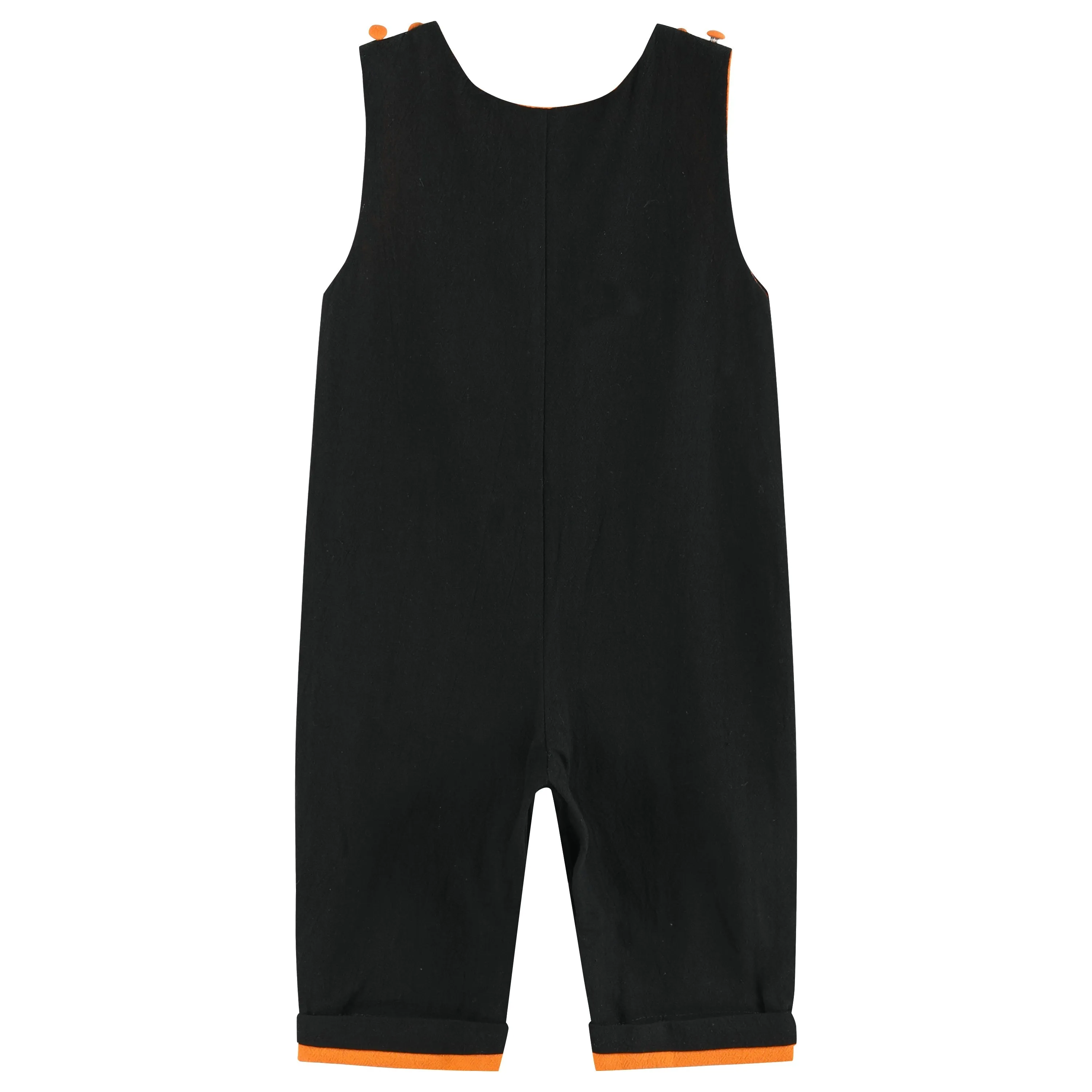 Boys Black and Orange Boo Halloween Overalls