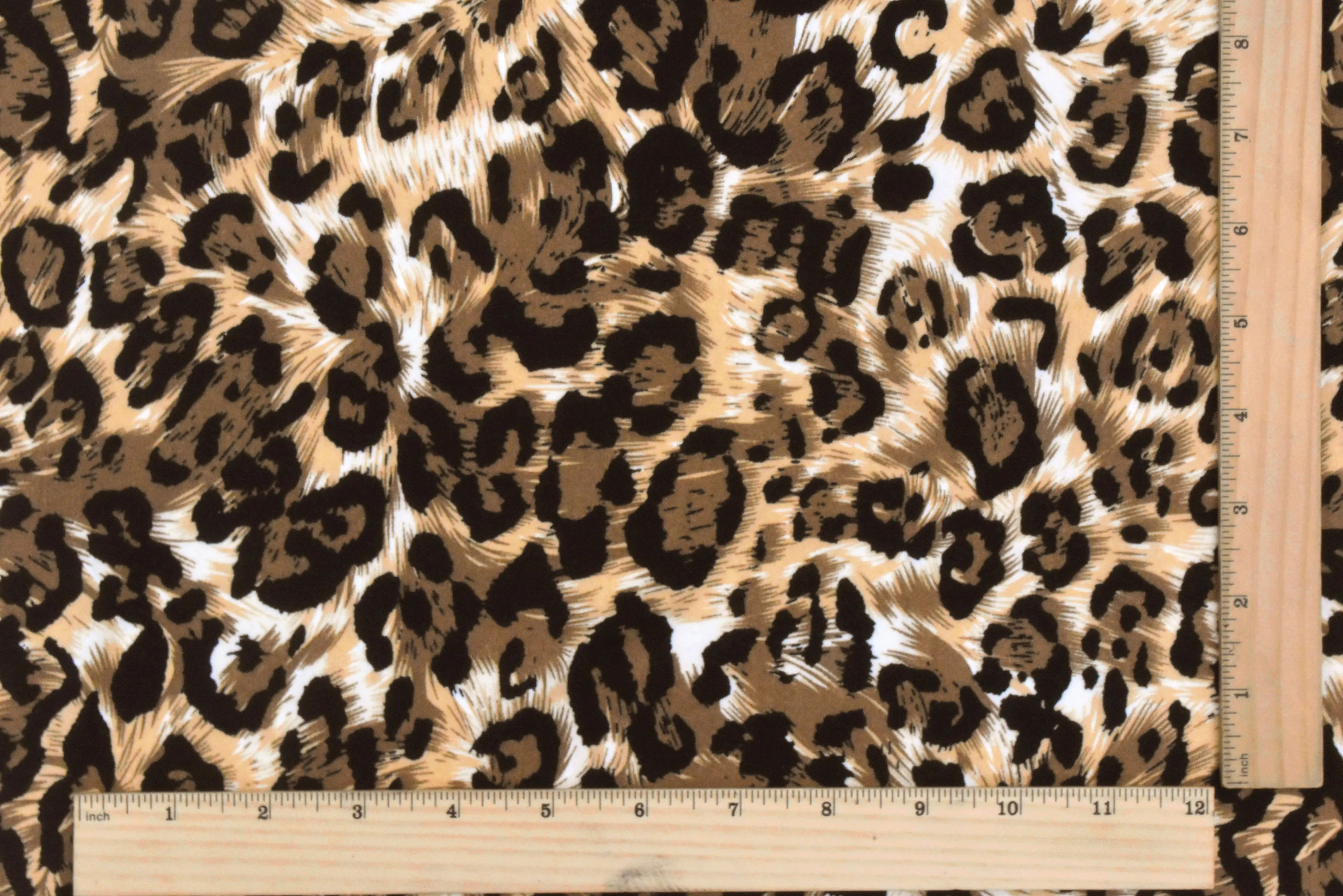 Brown-Beige-Multi Leopard Printed Stretch Jersey Knit Fabric