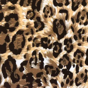 Brown-Beige-Multi Leopard Printed Stretch Jersey Knit Fabric