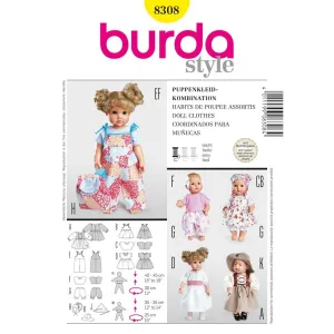 Burda B8308 Doll Clothes Sewing Pattern