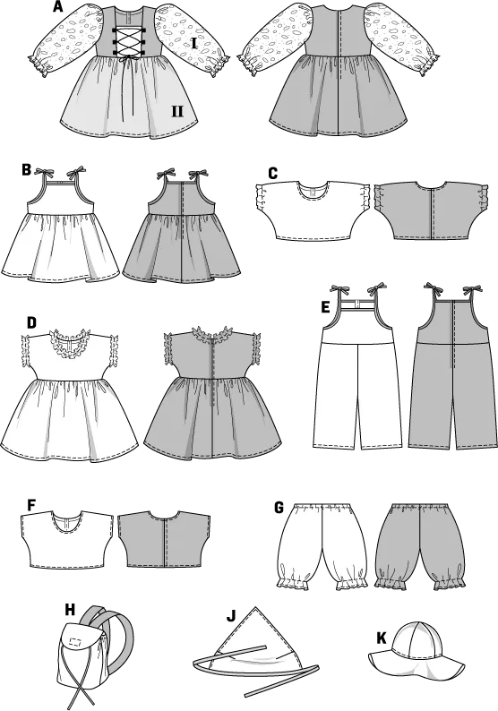 Burda Pattern 8308 Doll Clothes (12-18 Inch)
