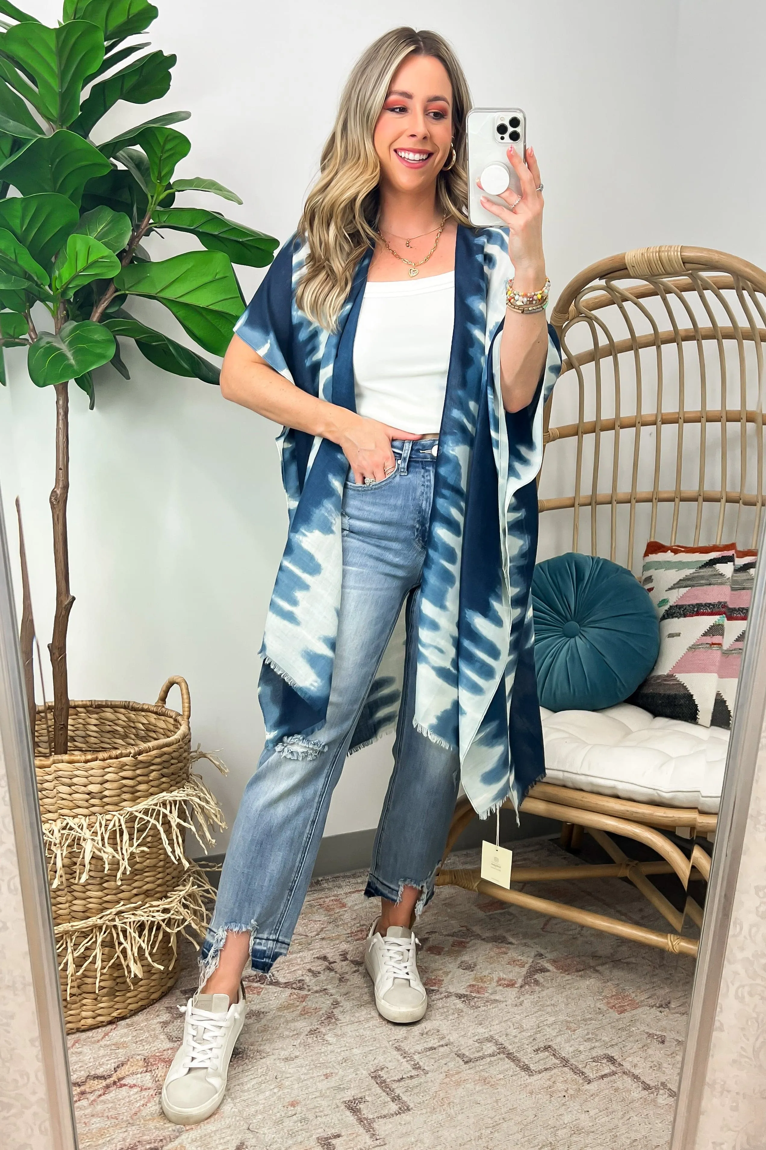 Callidora Tie Dye Wave Print Kimono Top - FINAL SALE