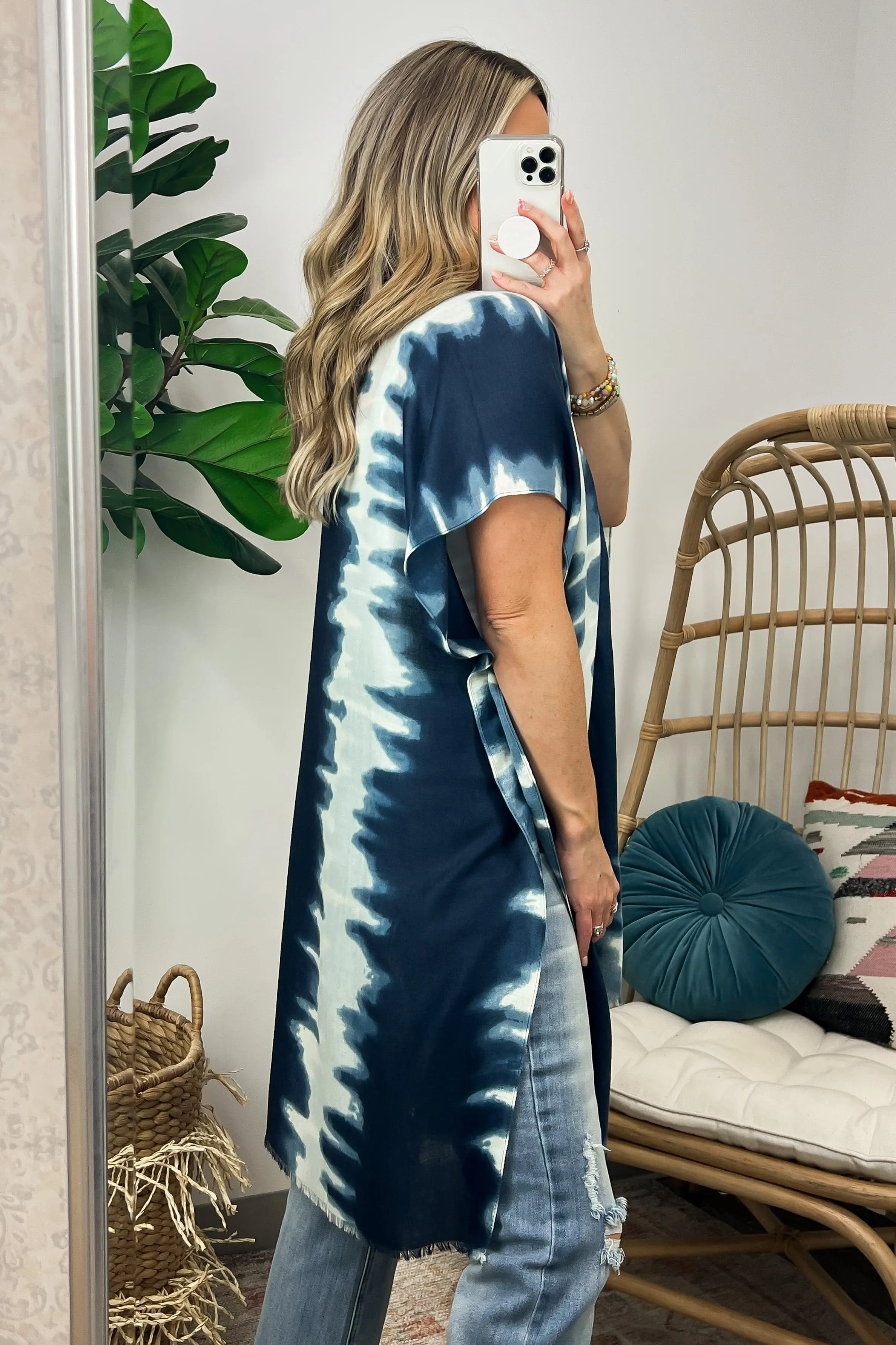 Callidora Tie Dye Wave Print Kimono Top - FINAL SALE