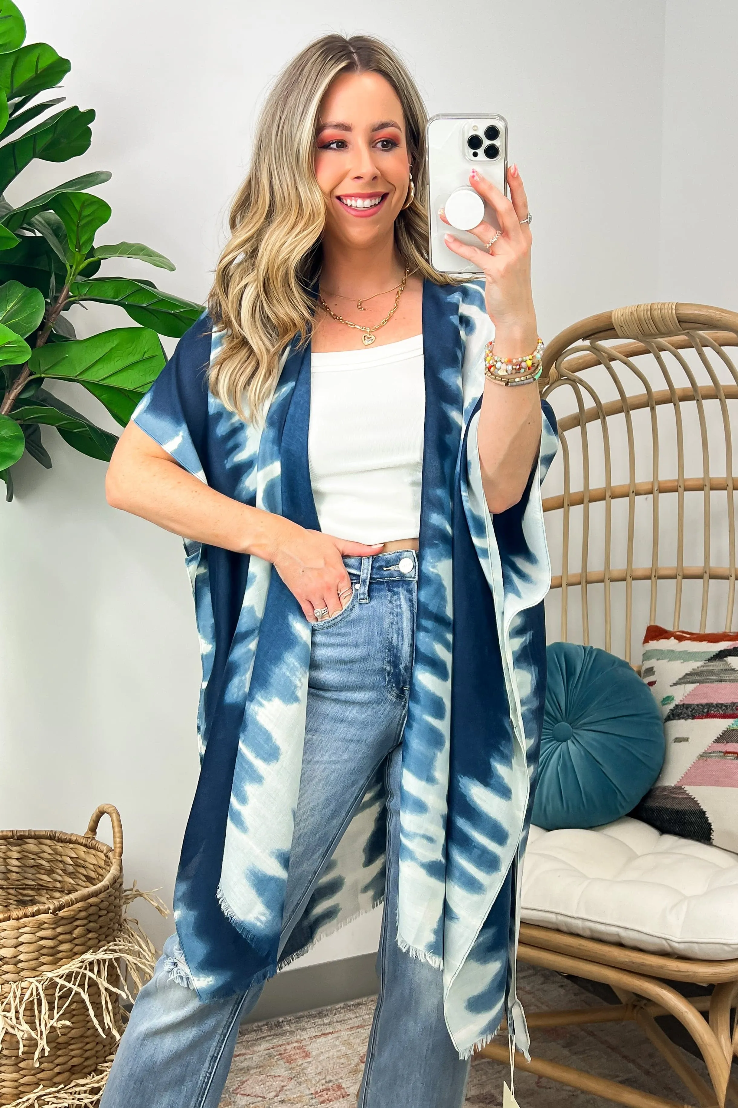 Callidora Tie Dye Wave Print Kimono Top - FINAL SALE