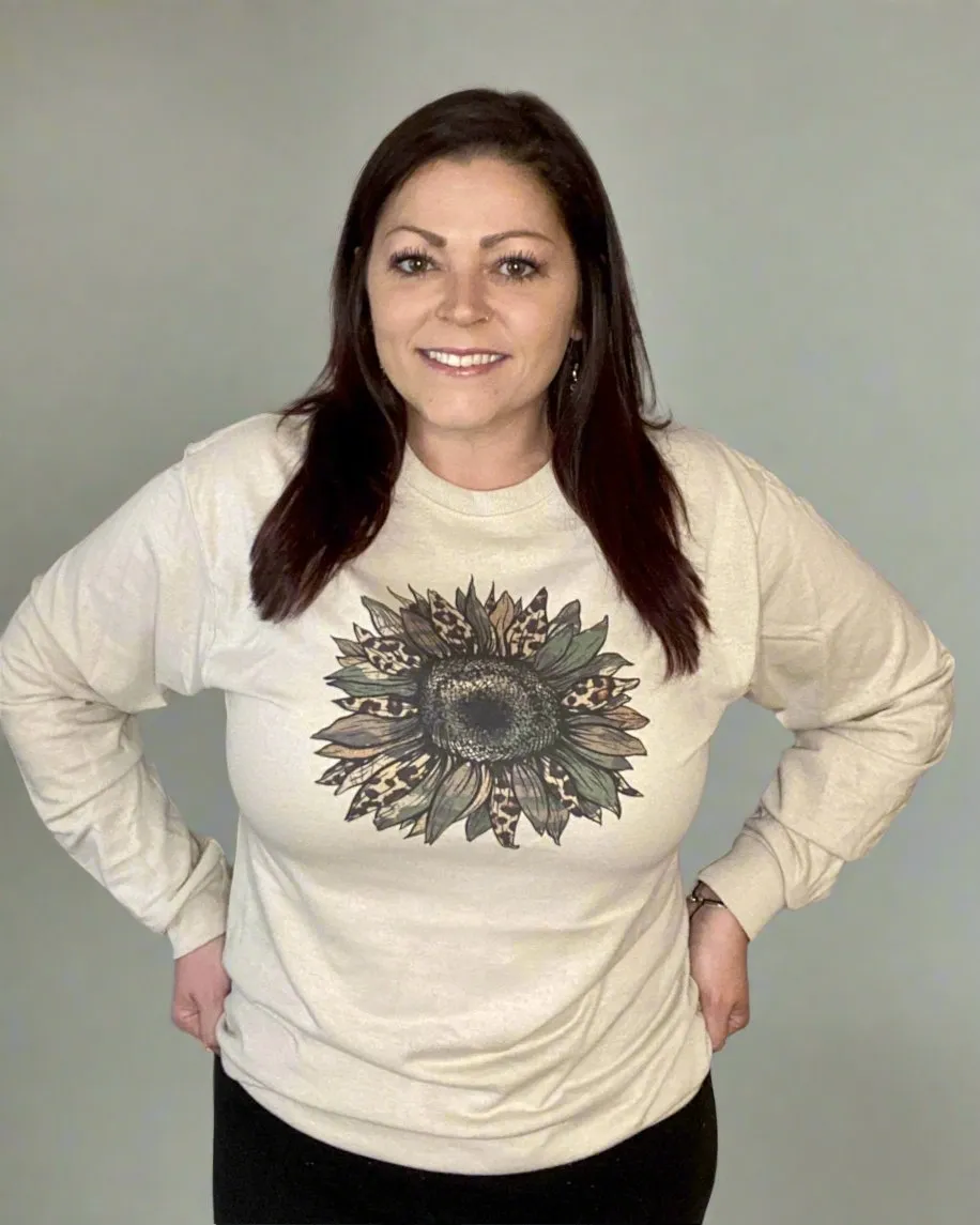 camo sunflower | graphic top