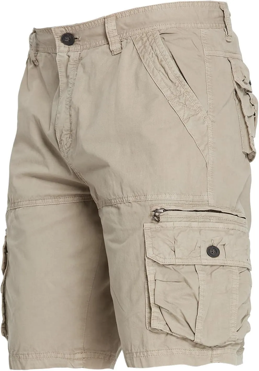 Cargo Shorts for Men Flat Front Summer Outdoors Workwear Slim Fit Trousers Multi Pockets Zipper Straight Leg Shorts