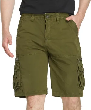 Cargo Shorts for Men Flat Front Summer Outdoors Workwear Slim Fit Trousers Multi Pockets Zipper Straight Leg Shorts
