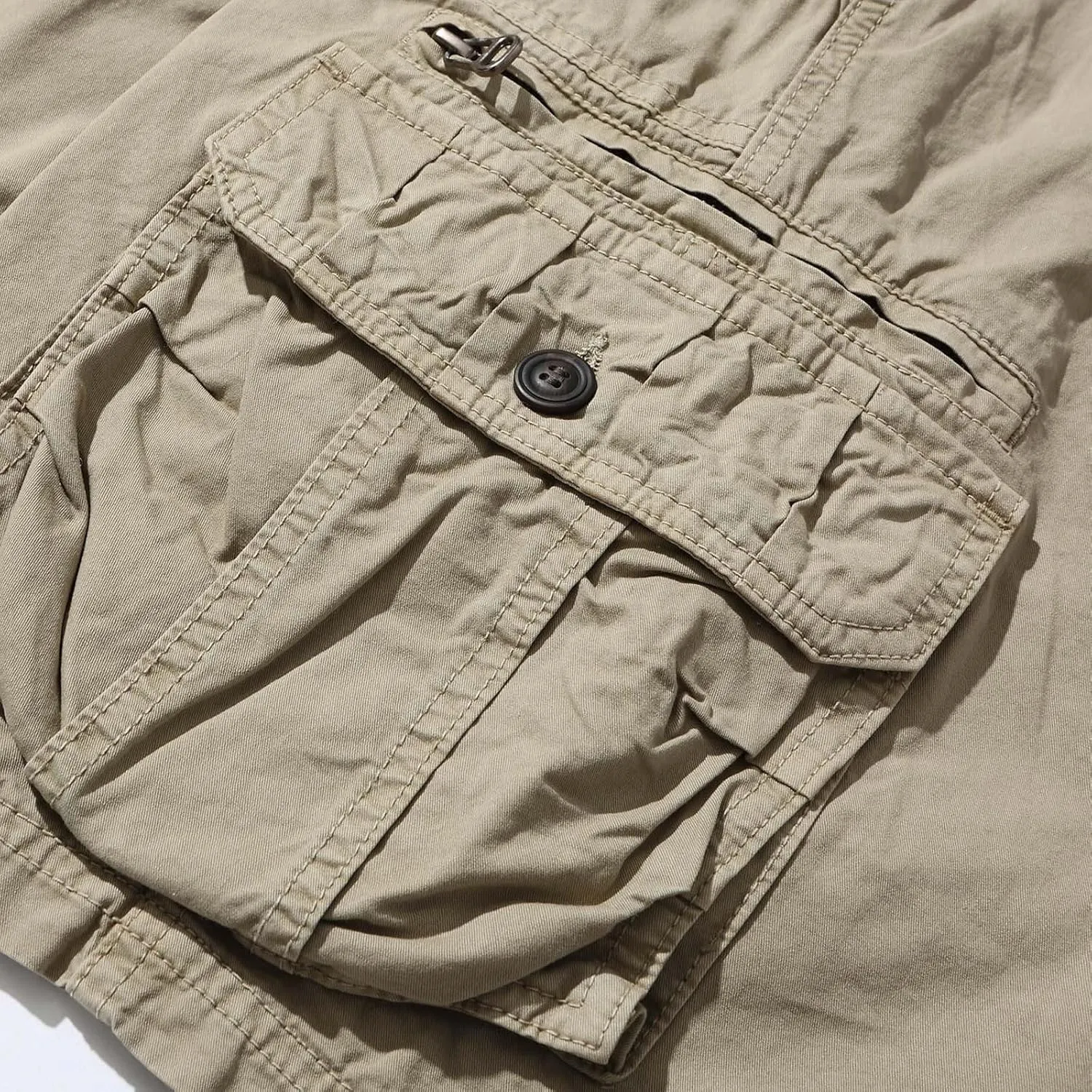 Cargo Shorts for Men Flat Front Summer Outdoors Workwear Slim Fit Trousers Multi Pockets Zipper Straight Leg Shorts