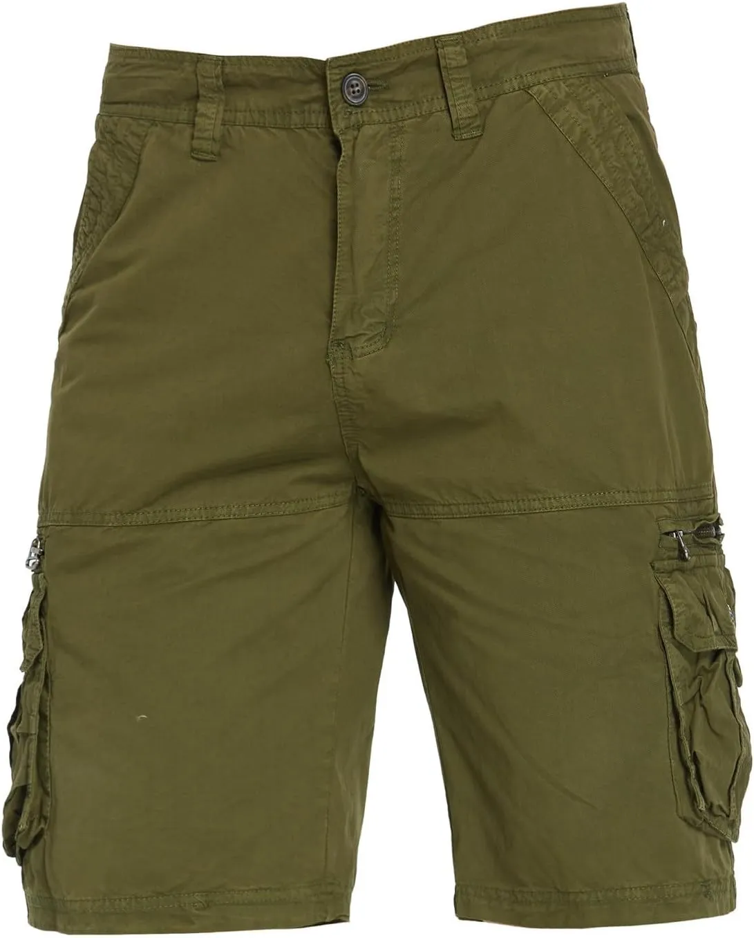 Cargo Shorts for Men Flat Front Summer Outdoors Workwear Slim Fit Trousers Multi Pockets Zipper Straight Leg Shorts