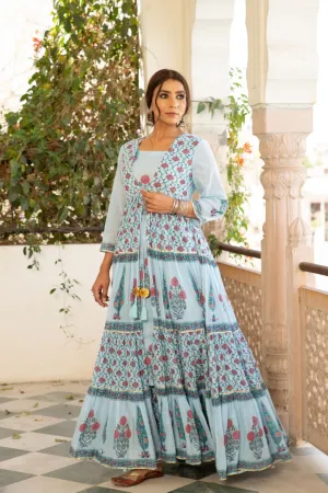 Chandni firoza mughal baagh jacket set