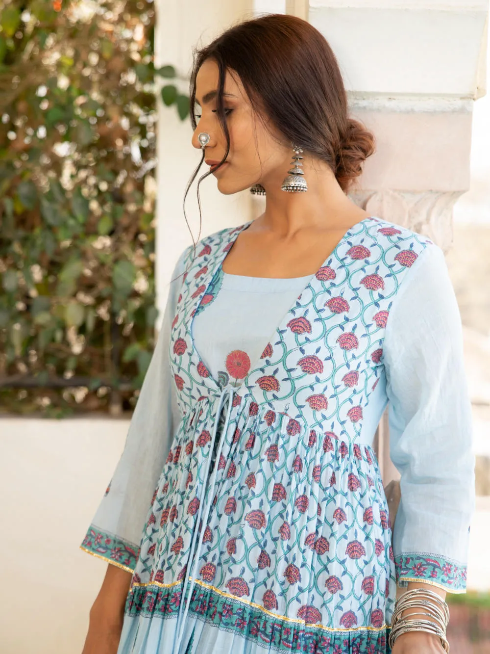Chandni firoza mughal baagh jacket set