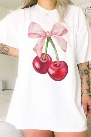 Cherry Bow Coquette Oversized Tee