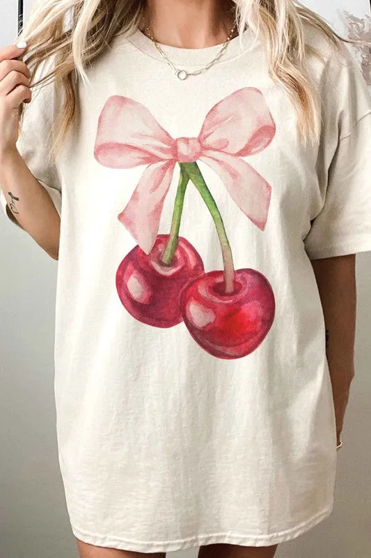 Cherry Bow Coquette Oversized Tee