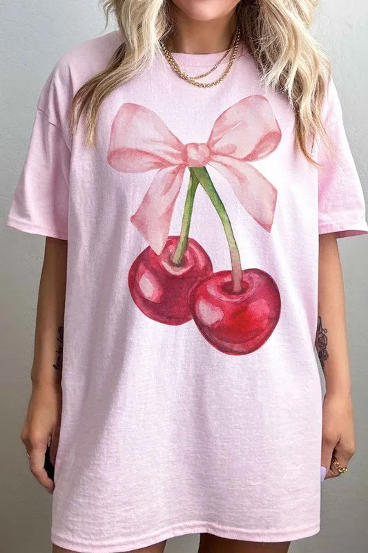 Cherry Bow Coquette Oversized Tee