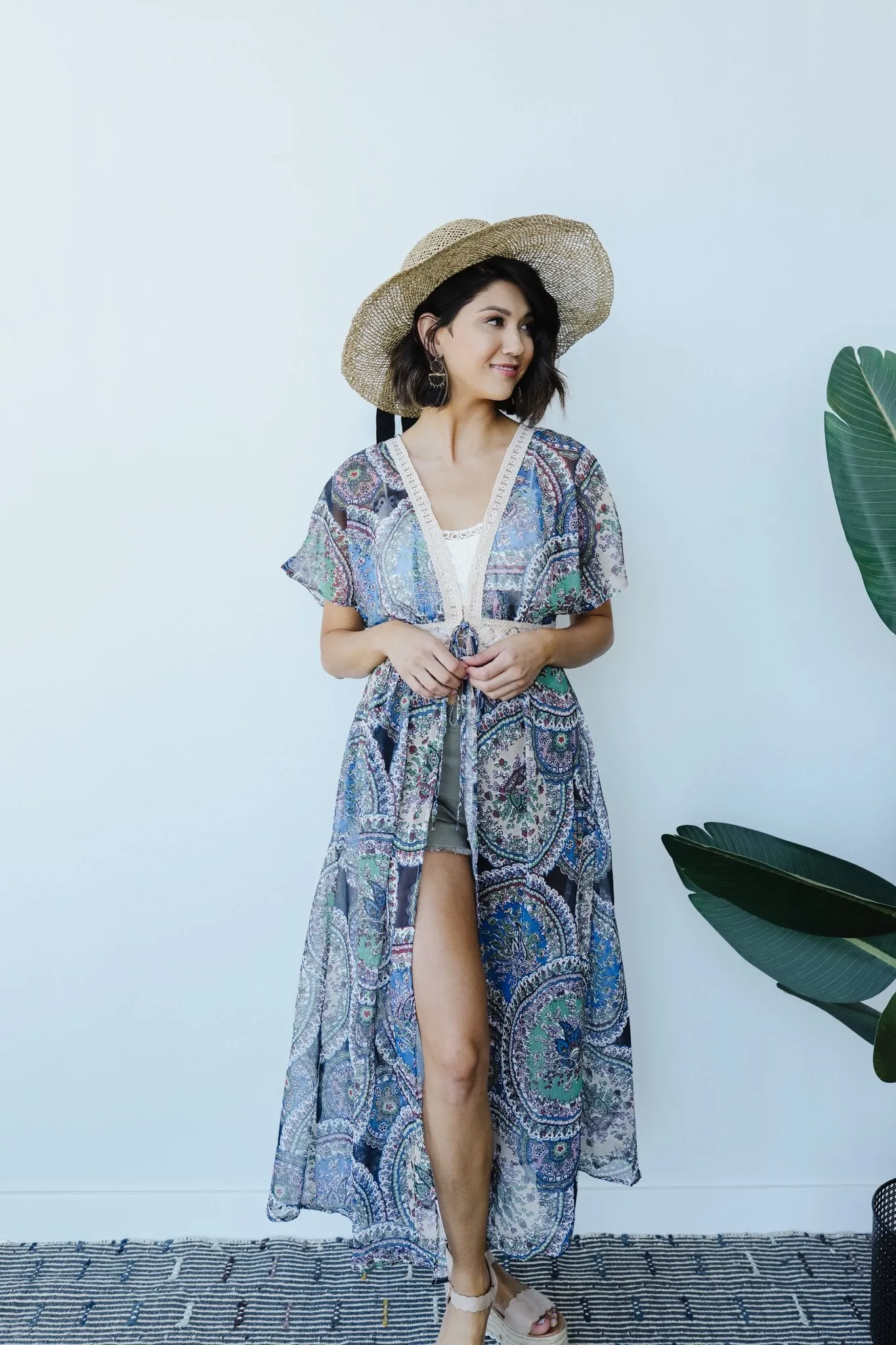 Chiffon Medallions Long Kimono