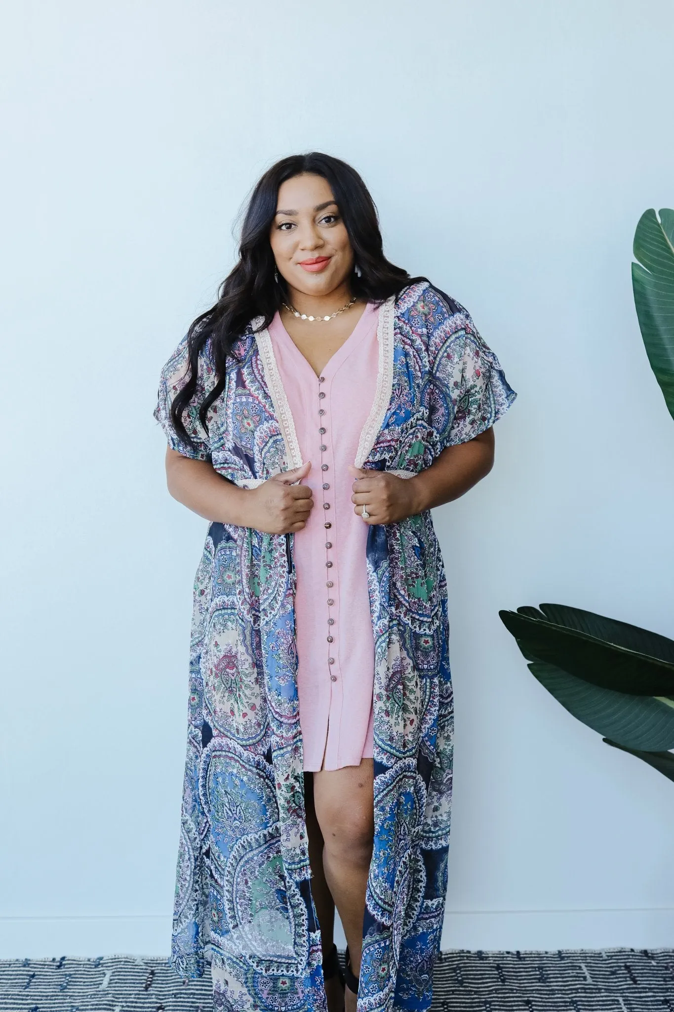 Chiffon Medallions Long Kimono