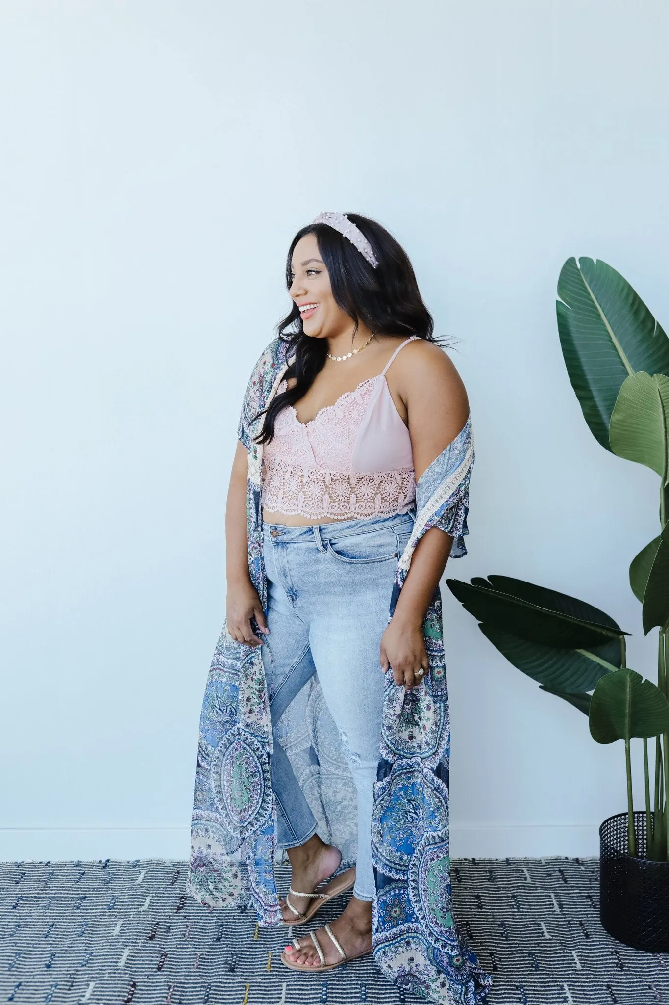 Chiffon Medallions Long Kimono