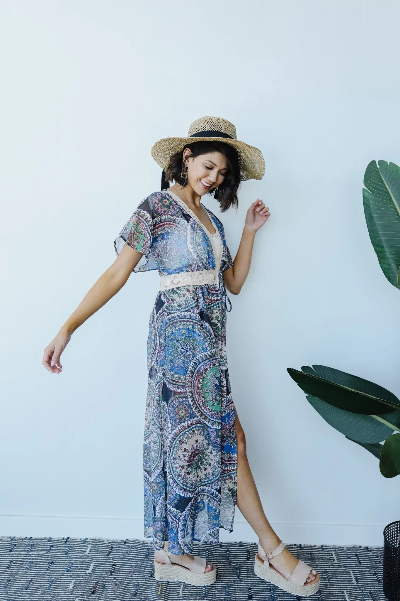 Chiffon Medallions Long Kimono