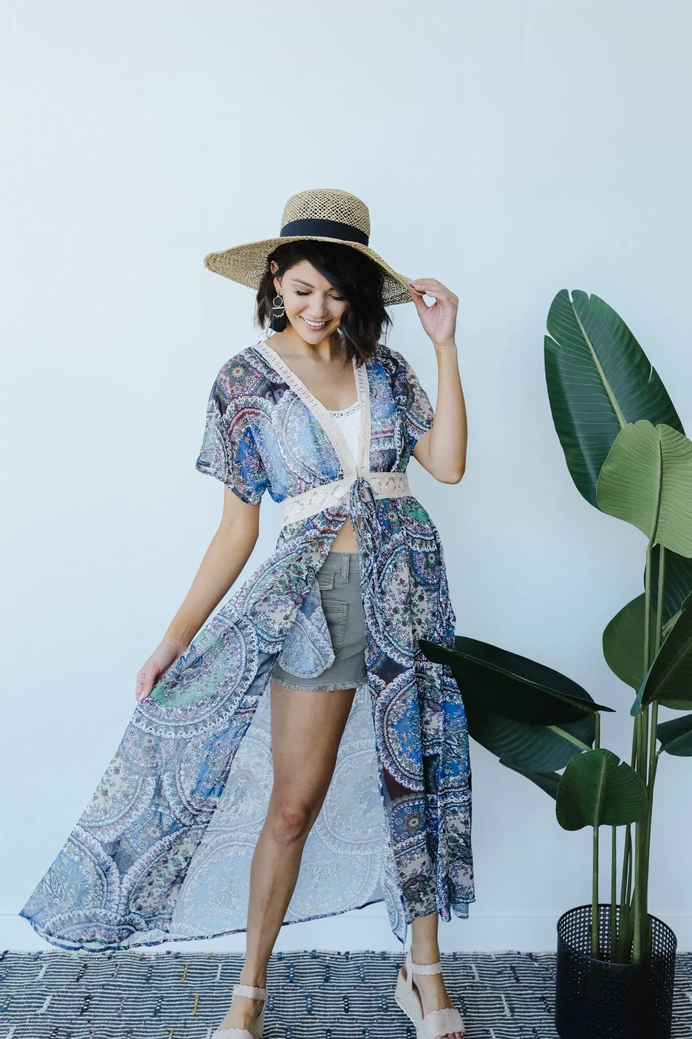 Chiffon Medallions Long Kimono