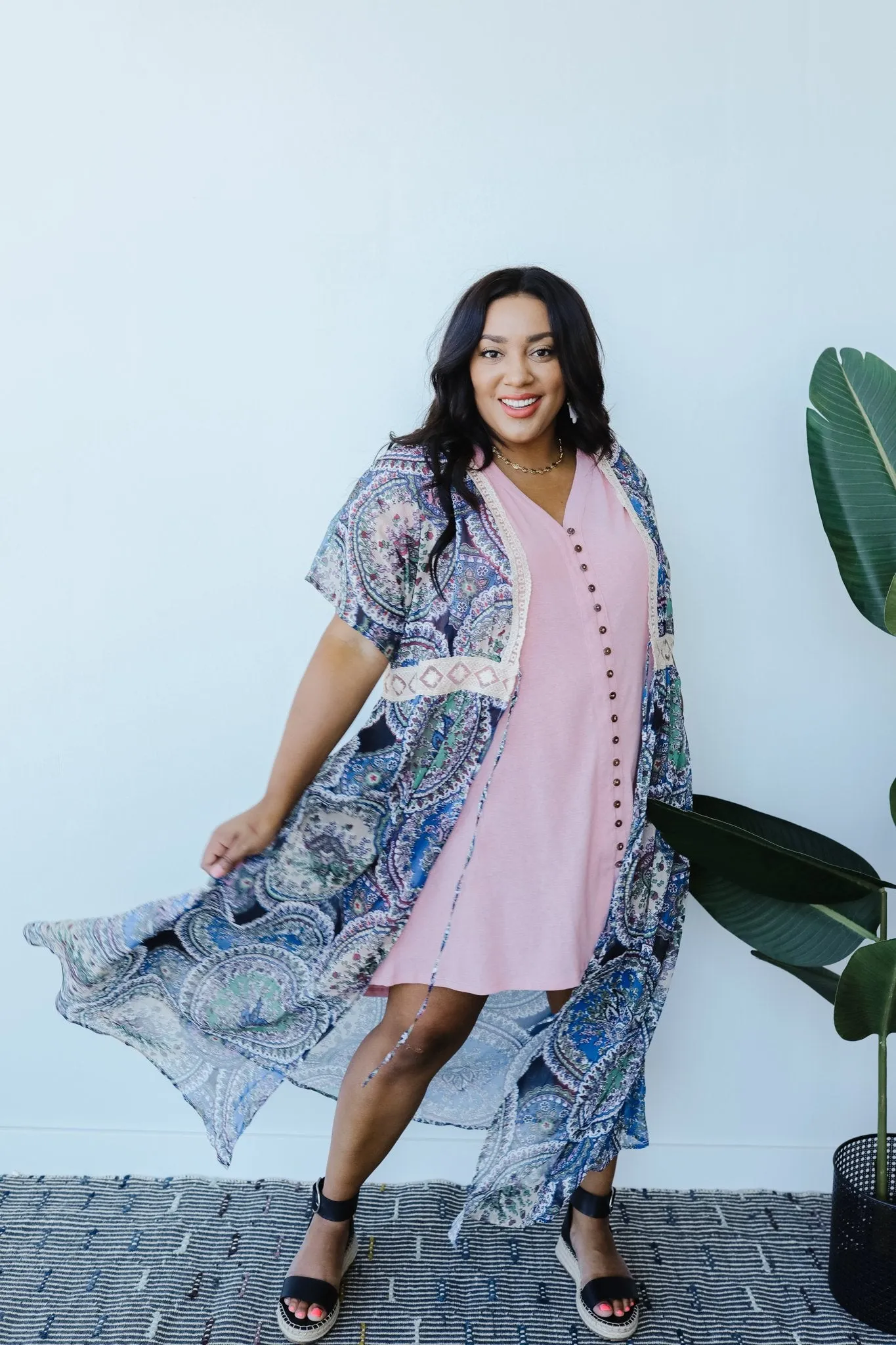 Chiffon Medallions Long Kimono