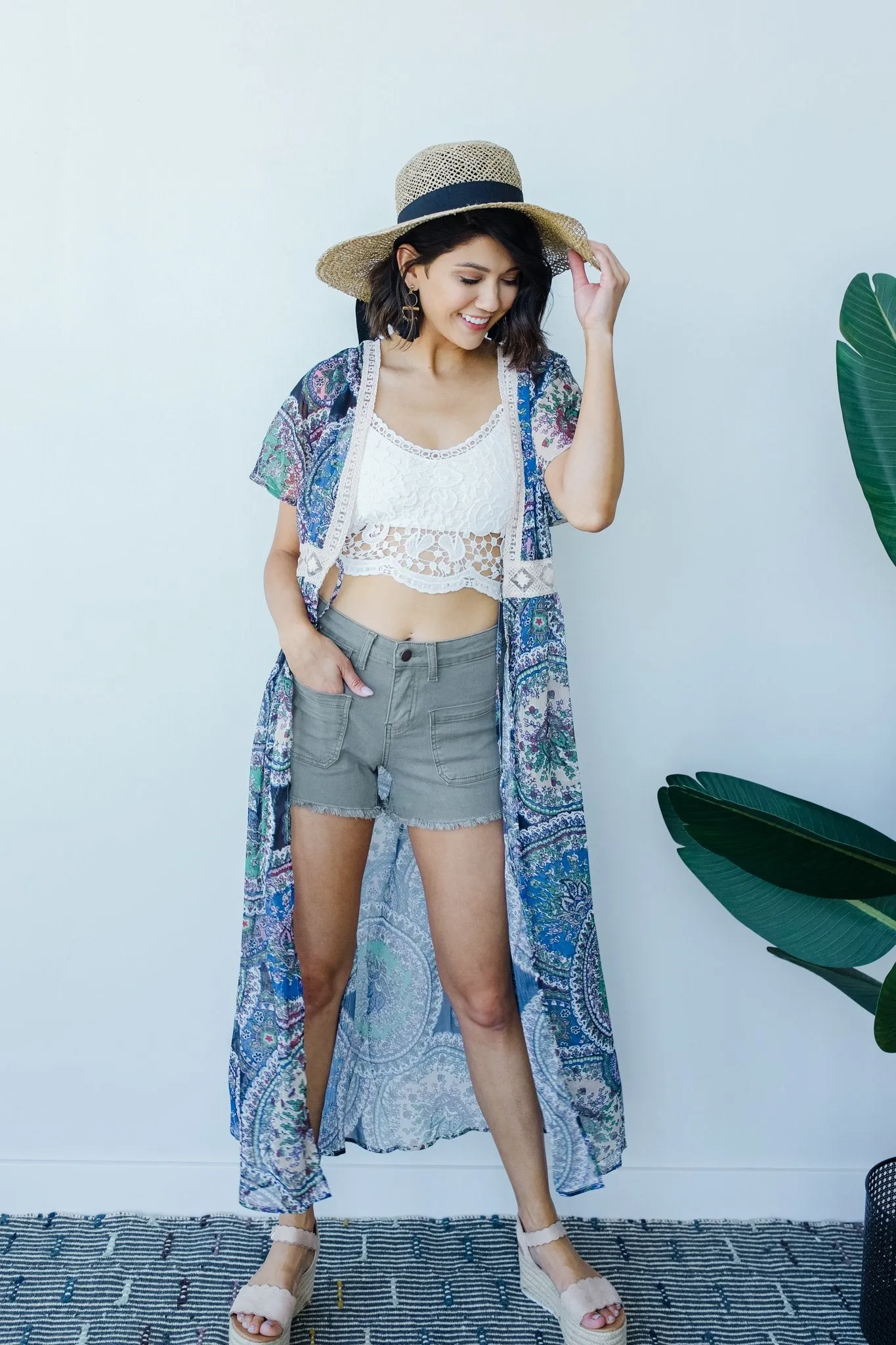 Chiffon Medallions Long Kimono