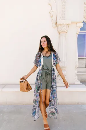 Chiffon Medallions Long Kimono